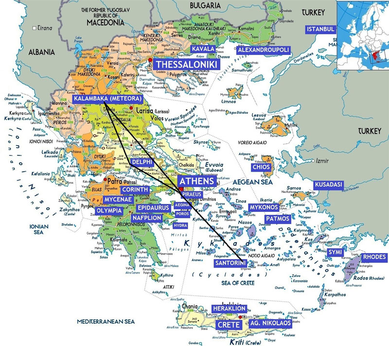 แผนที่เที่ยวประเทศกรีซ แผนที่เที่ยวประเทศกรีซ